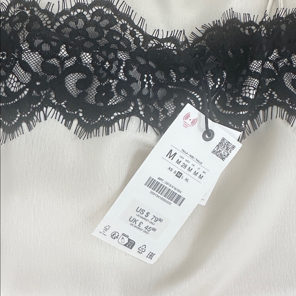 ZARA SATIN EFFECT LACE TOP ZW COLLECTION - Picture 9 of 14